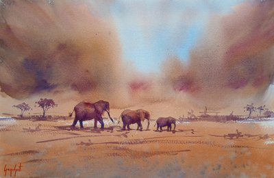 Reis van een Afrikaanse olifant door Giorgio Gosti