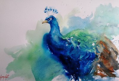 Elegante blauwe pauw door Giorgio Gosti