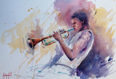 Jazztrompettist door Giorgio Gosti