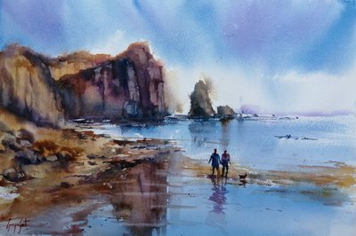 Wandeling langs de mistige kust door Giorgio Gosti