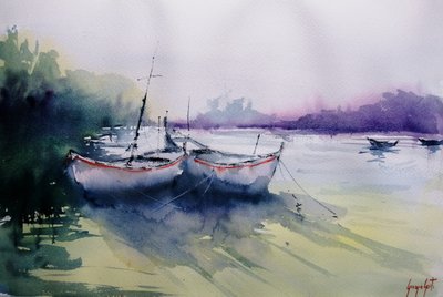 Misty Morning Boats door Giorgio Gosti