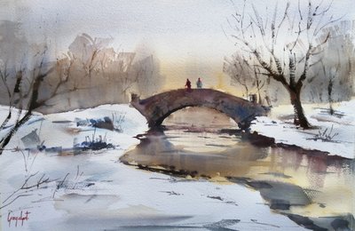 Mistige winterbrug door Giorgio Gosti