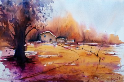 Rustiek herfstlandschap door Giorgio Gosti