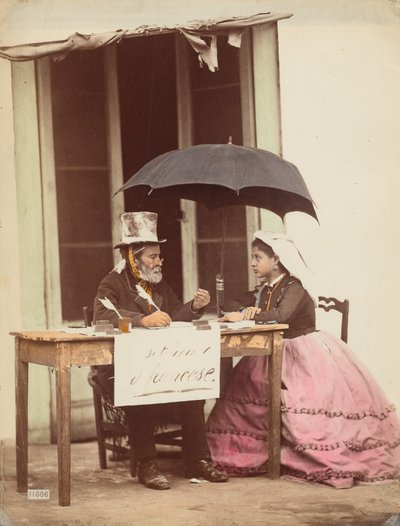 Openbare schrijver, Napels,1865-1870 (foto) door Giorgio Sommer
