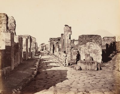 Strada di Sallustio, Pompei (Straat van Sallustio, Pompeii),c. 1870 (foto) door Giorgio Sommer