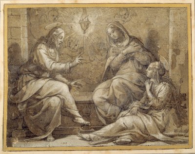 Christus in het Huis van Martha en Maria door Giorgio Vasari