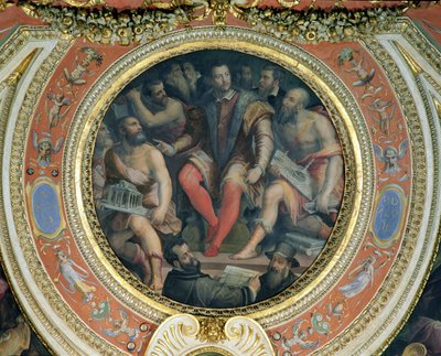 Cosimo I en zijn kunstenaars, uit de Sala di Cosimo I door Giorgio Vasari