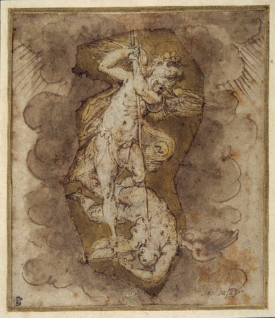 Tekening voor de engelen van het gewelf van Sint Michiel, ca. 1511-74 (pen, inkt en was) door Giorgio Vasari