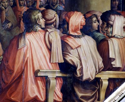 Gebed door Antonio Giacomini voor de Slag bij Pisa door Giorgio Vasari