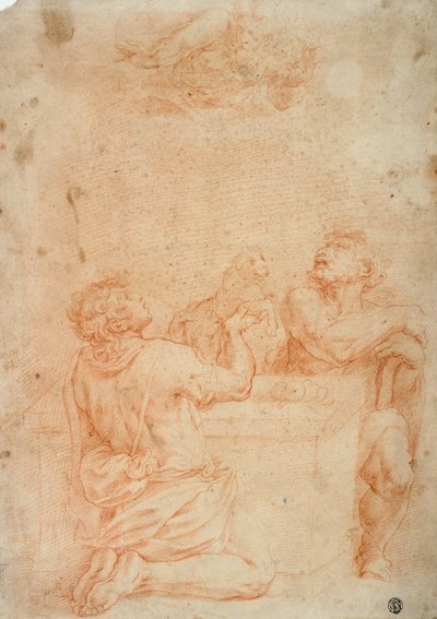 Offer van Kaïn en Abel, met God de Vader boven door Giorgio Vasari