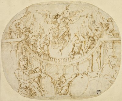 Studie voor Allegorie op twee wijken van Florence door Giorgio Vasari