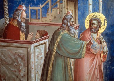 De priester die Joachim afwijst kwam met een lam om hem te offeren. (detail) door Giotto (c.1266 1337)