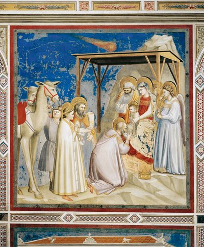 Aanbidding der Wijzen in de Scrovegni-kapel, Padua door Giotto (c.1266 1337)
