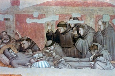 Dood van St. Franciscus en inspectie van de stigmata, ca. 1320 door Giotto di Bondone
