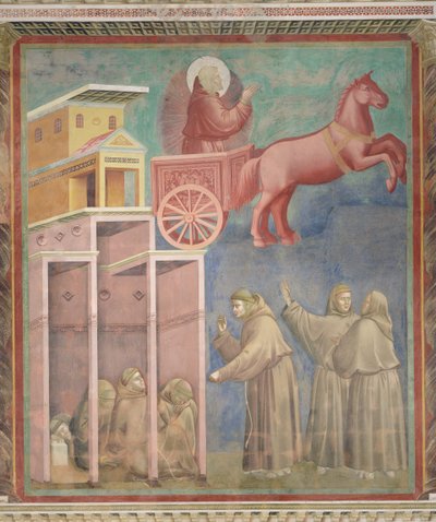 St. Franciscus verschijnt aan zijn metgezellen in een vurige wagen, 1296-97 door Giotto di Bondone