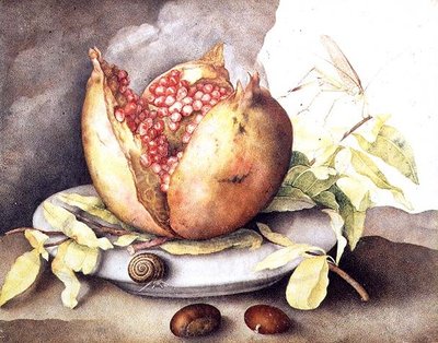 Granaatappel met kastanjes door Giovanna Garzoni