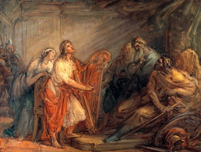 David kalmeert Saul met het geluid van de harp door Giovanni Carnovali