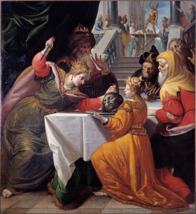 Salome met het hoofd van Johannes de Doper op een zilveren schaal door Giovanni Andrea Ansaldo
