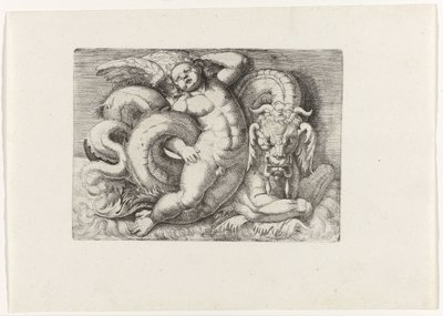 Putto rijdend op zeemonster door Giovanni Andrea Maglioli
