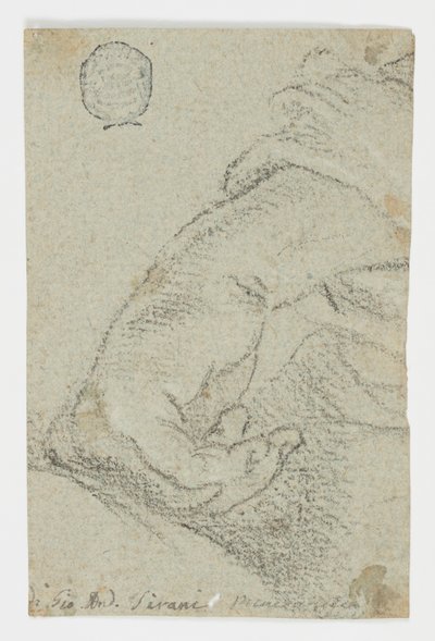 Tekening, Studie: Een linkerhand in een leunende positie, ca. 1650 door Giovanni Andrea Sirani