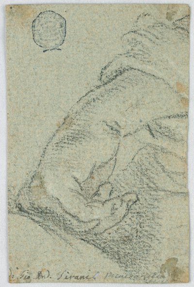Tekening, Studie: Een linkerhand in een leunende positie, ca. 1650 door Giovanni Andrea Sirani