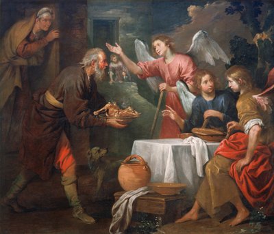 Abraham en de drie engelen door Giovanni Andrea di Ferrari