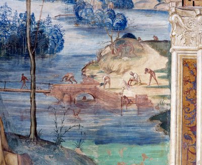 Hoe Sint Maur over het water loopt om Placidus te redden (detail) door Giovanni Antonio Bazzi Sodoma
