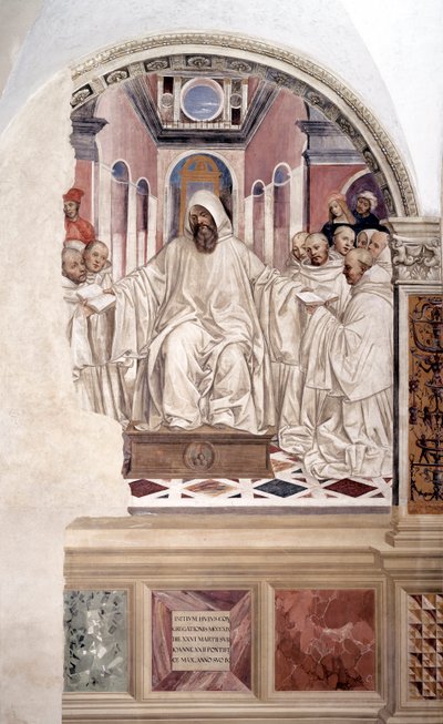 Sint Benedictus geeft de regel aan de monniken (fresco door Antonio Bazzi) door Giovanni Antonio Bazzi Sodoma