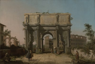 Uitzicht op de Boog van Constantijn met het Colosseum, 1742-5 door Giovanni Antonio Canal