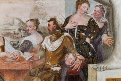 Kaartspel, Grote Zaal, ca. 1570 (fresco) door Giovanni Antonio Fasolo