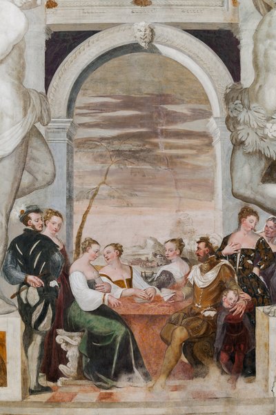 Kaartspel, Grote Zaal, ca. 1570 (fresco) door Giovanni Antonio Fasolo