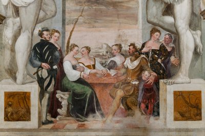 Kaartspel, Grote Zaal, ca. 1570 (fresco) door Giovanni Antonio Fasolo