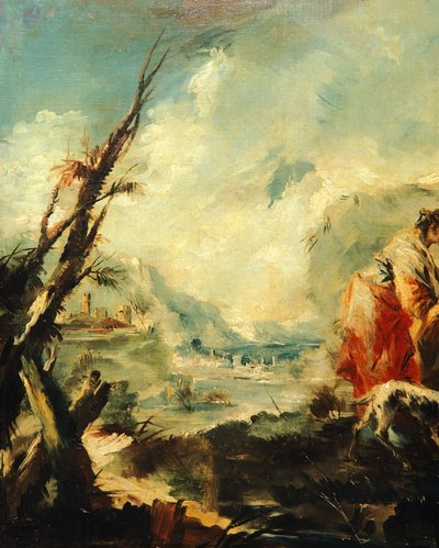 Tobias geneest zijn vader (detail) door Giovanni Antonio Guardi
