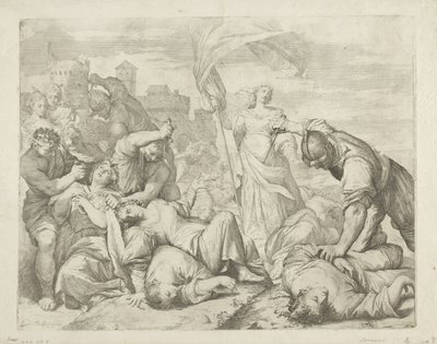 Het martelaarschap van de heilige Ursula en haar metgezellinnen door Giovanni Antonio Lorenzini