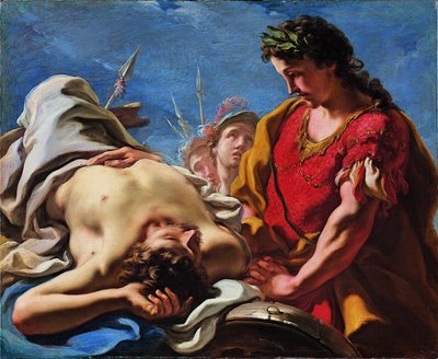 Alexander bij het lijk van de dode Darius door Giovanni Antonio Pellegrini