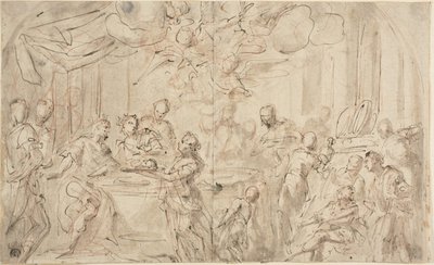 Salome met het hoofd van Johannes de Doper voor Herodes door Giovanni Antonio Pellegrini