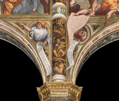 Middenbeuk, Pluim Eerste en Tweede Span Zuid, IL Pordenone, Bustes met Profeten door Giovanni Antonio Pordenone