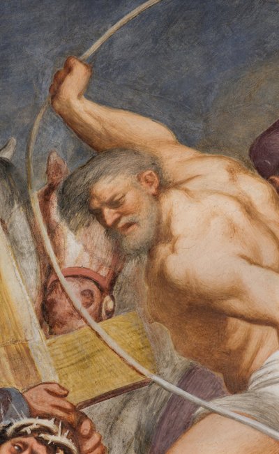 Centrale Beuk, Tweede Zuidelijke Span, Jezus valt onder het Kruis, Il Pordenone door Giovanni Antonio Pordenone