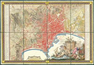 1790 kaart van Napels door Giovanni Antonio Rizzi Zannoni