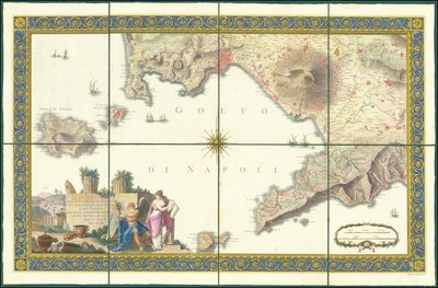 1794 kaart van de Golf van Napels door Giovanni Antonio Rizzi Zannoni