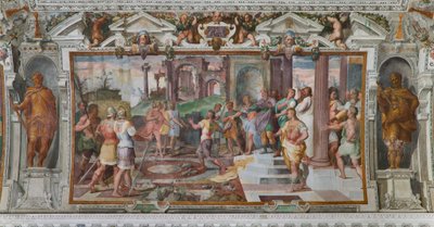 Verhalen van Odysseus: detail van het spel van stenen gooien op het hof van de Faiaken, c.1560 (detail) door Giovanni Battista Castello