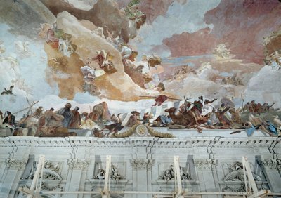 Afrika, detail van het plafondfresco ... (fresco) door Giovanni Battista (1696-1770) Tiepolo