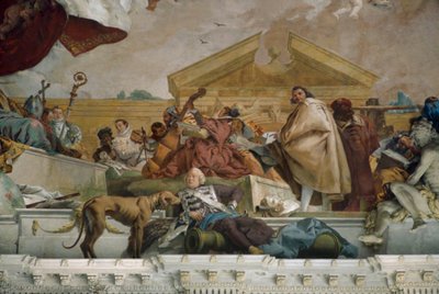 Europa, detail van de plafondschildering van het trappenhuis, bisschoppelijke residentie Wuerzburg. ... (fresco) door Giovanni Battista (1696-1770) Tiepolo