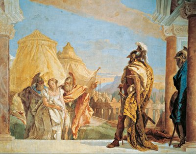 Eurybates en Talthybius leiden Briseis naar Agamemnon door Giovanni Battista Tiepolo