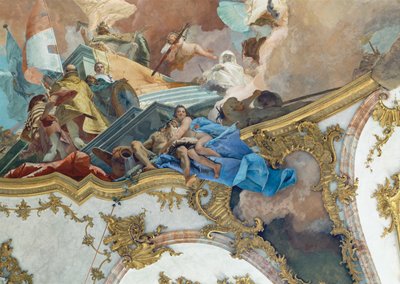 Schilderij op het plafondpaneel van de Kaisersaal, de keizerzaal, Wuerzburg, bisschoppelijke residentie ... door Giovanni Battista (1696-1770) Tiepolo