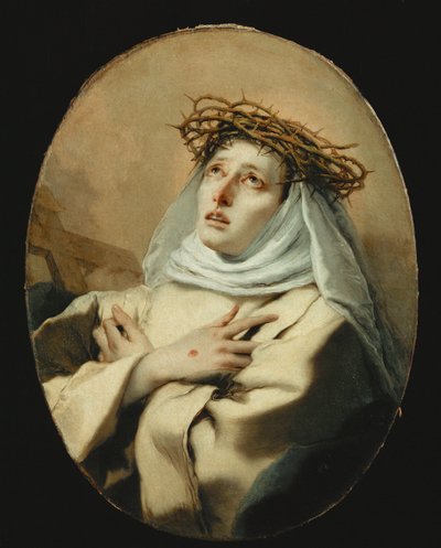 Heilige Catharina van Siena (schilderij op doek) door Giovanni Battista (1696-1770) Tiepolo