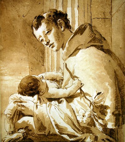 St. Antonius met het Christuskind door Giovanni Battista Tiepolo