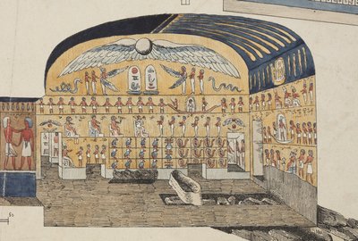 Sectie van het graf van Psammuthis in Thebe, ontdekt en geopend door Belzoni in 1818 door Giovanni Battista (after) Belzoni