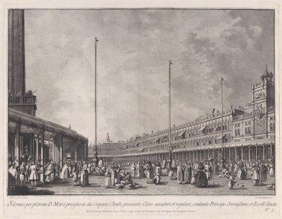 Plaat 9: Processie op Sacramentsdag op het Piazza San Marco, uit 