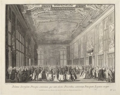 De Doge Ontvangt Buitenlandse Ambassadeurs op een Banket, 1763-1766 door Giovanni Battista Brostoloni